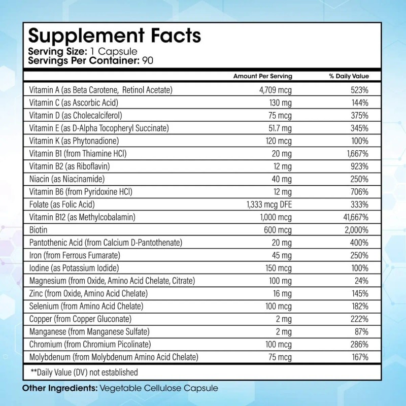 Multivitamínico 90 Cápsulas Bariátrico Shiny Leaf
