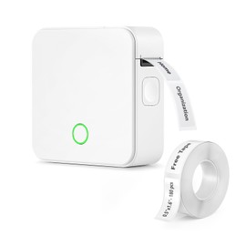 DETONGER Rechargeable Label Maker Machine with Tape, P0 Portable Bluetooth Mini Label Printer, Small Thermal Labeling Machine Easy to Use for Home Office School Organization Battery Included White