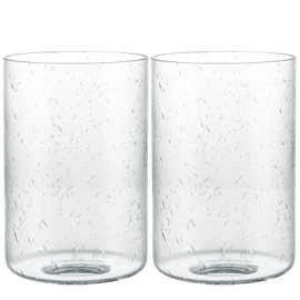 Skelang Seeded Lip-less Glass Lamp Shade, Cylindrical Light Cover with Fitter Opening, Replacement for Chandelier, Pendant, Bathroom Vanity Light, 2 Pcs