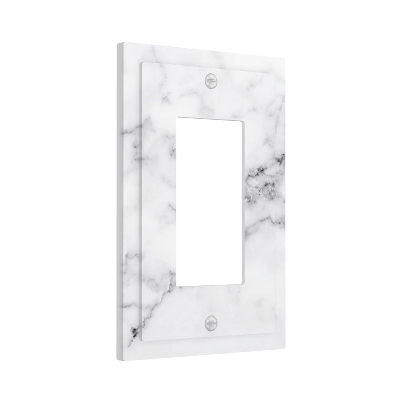 ybclf White Gray Marble 1 Gang Single Rocker Light Switch