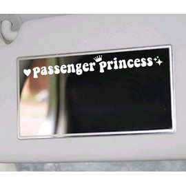 Passenger Princess Sticker Funny Car Stickers Decal Truck Car Accessories for Rearview Mirror Window JDM Vinyl Letter Decals for Men Women Girls Cute Queen - White