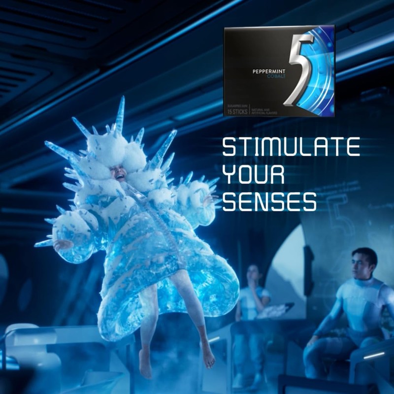 5 GUM Peppermint Cobalt Sugar Free Chewing Gum Bulk, Stimulate