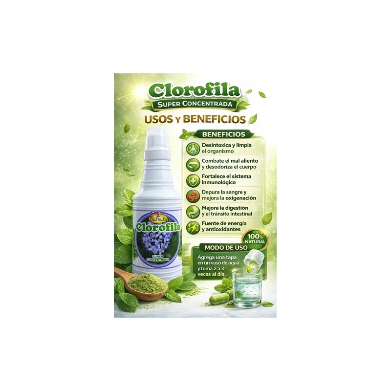 Clorofila Líquida El Fruty Súper Concentrada 500ml Natural