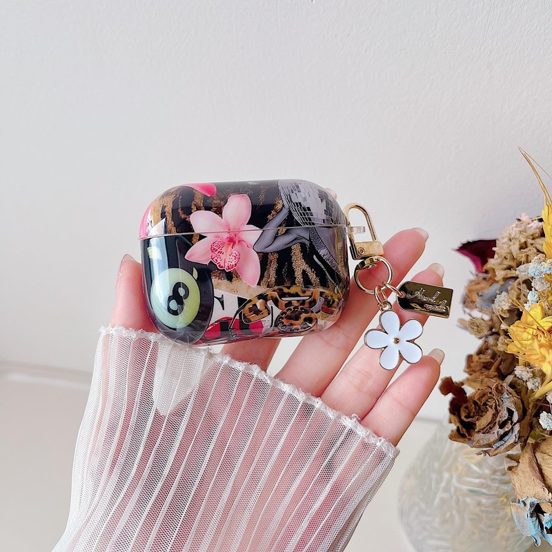 MINSCOSE for AirPods Pro 3 Clear Case,Cool Leopard Flower Collage
