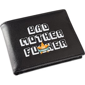 jimmyxqw Embroidered Bad Mother Leather Walletbad bad mother f ker wallet leather(white)