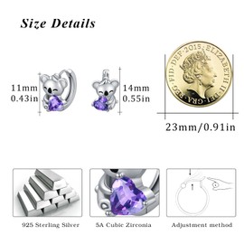 Unicorn Hoop Earrings Girls 925 Sterling Silver Unicorn/Cat Children's Stud Earrings Unicorn Jewellery Birthday Gift for Women Children Daughter, Sterling Silver, Cubic Zirconia