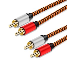 RCA Stereo Cable 8m, LiuTian Dual Shielded Gold Plated Heavy Duty Nylon Blade 2RCA Male to 2RCA Male Stereo Audio Cable for Home Theater, HDTV, Amplifier, Hi-Fi System (8M)