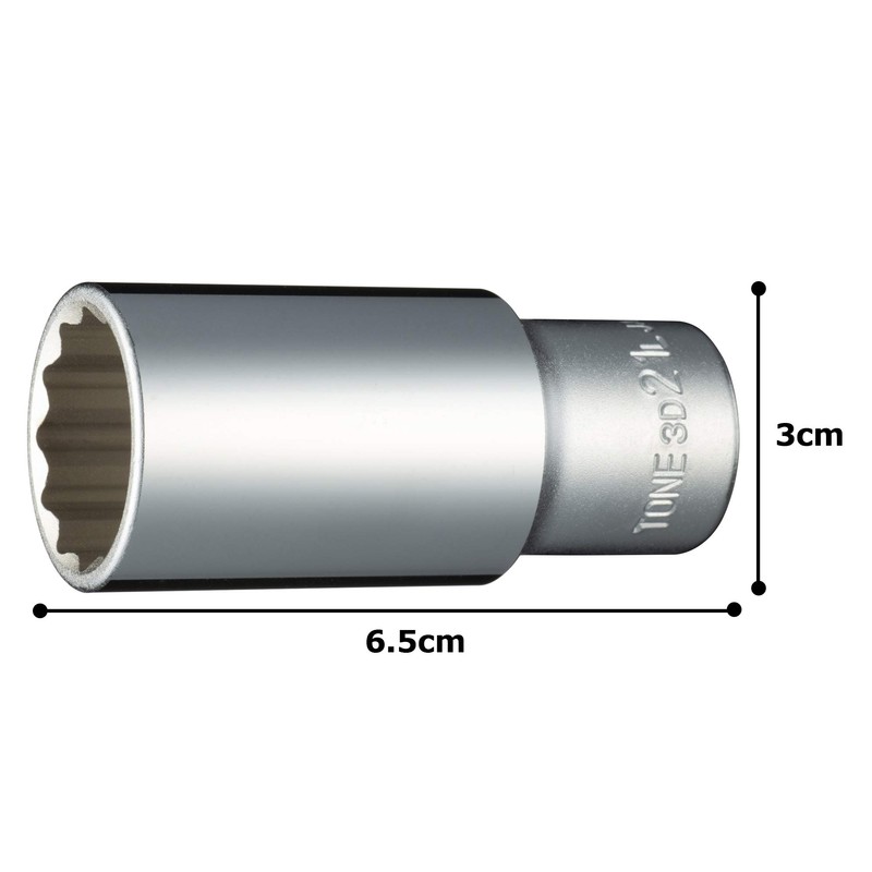 TONE Deep Socket (12 Square) 3D-21L Drive Angle 0.3 inch