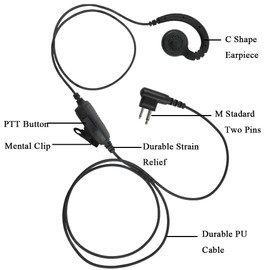 C Shape Swivel Headset 2 Pin Earpiece Walkie Talkie Earhook for Motorola CLS 1110 CLS1410 XU1100 XU2100 RDX DTR XTN AX Radio