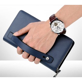 Hana Genuine Leather Second Bag Clutch Bag Clutch Style Second Bag Men's Leather Mini Second Bag Large Capacity Double Zipper Men's Pouch, a-6