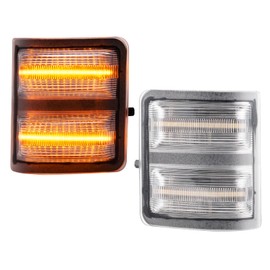 LUDARM LED side Mirror Marker light Compatible with 2008-2016 F250 F350 F450 F550 super duty Switchback Amber Driving Parking Light Amber Turn Signal Light 2PCS Clear Lens