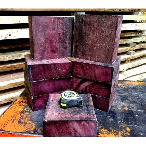 KCHEX Purpleheart Wood Blanks One Beautiful Exotic Lumber Bowl Turning Lathe 6 x 6 x 2 Board Dowel Cap