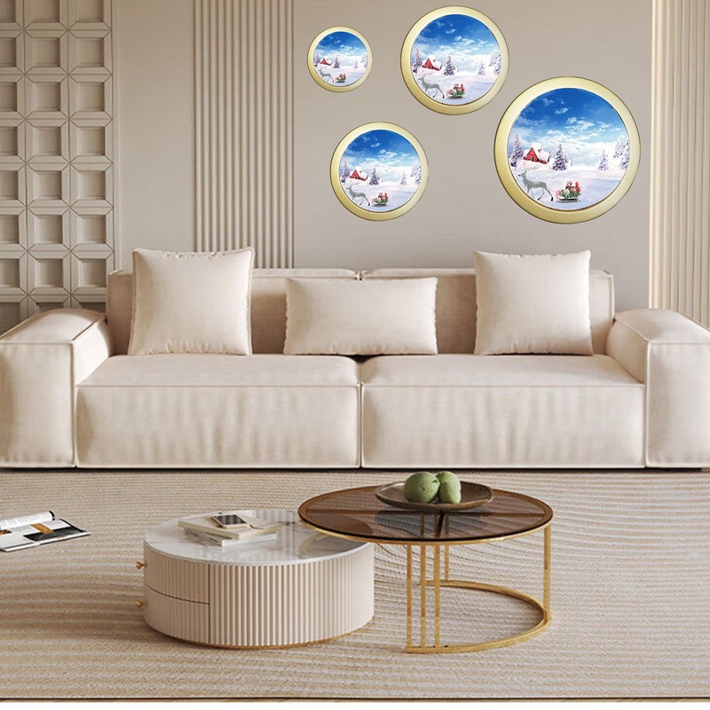 alblinsy Round Photo Frame Wooden Wall Hanging Picture Frames for