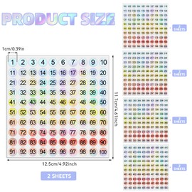 Small Number Stickers 1 to 500 Vinyl Consecutive Number Stickers Self Adhesive Label Stickers, 0.4 Inch Laser Number Stickers for Storage Classification, 10 Sheets