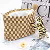 PAZIMIIK Knitted Checkered Makeup Bag Large Zipper Make Up Accessory