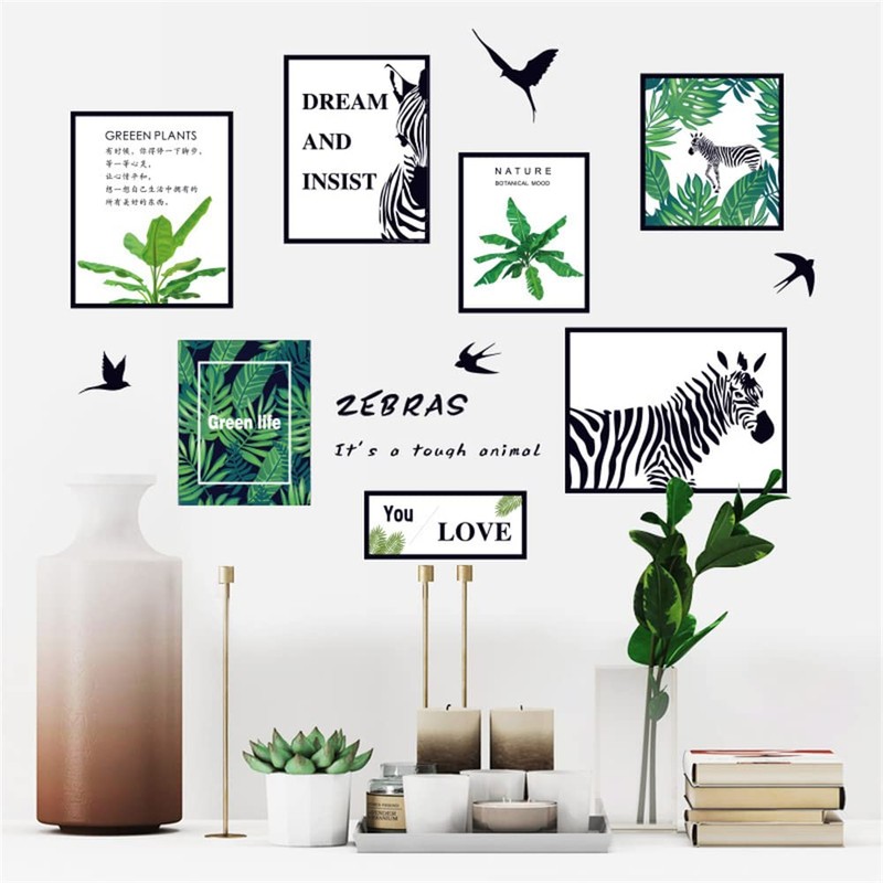 Condessacity Wall Sticker, Cats, Plants, Stylish, Scandinavian Simple Wall Green,