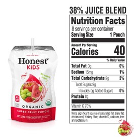 Honest Kids Super Fruit Punch Organic Fruit Juice Drink, 6.75 Fl Oz, 6.75 Fl Oz (Pack of 32)