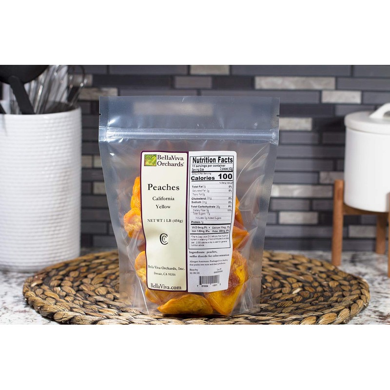 Bella Viva Orchards Dried California Yellow Peaches, 1 lb of