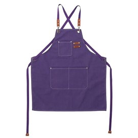LOVESHE Chef's apron in cotton canvas, unisex, with large pockets(WQ-Purple)