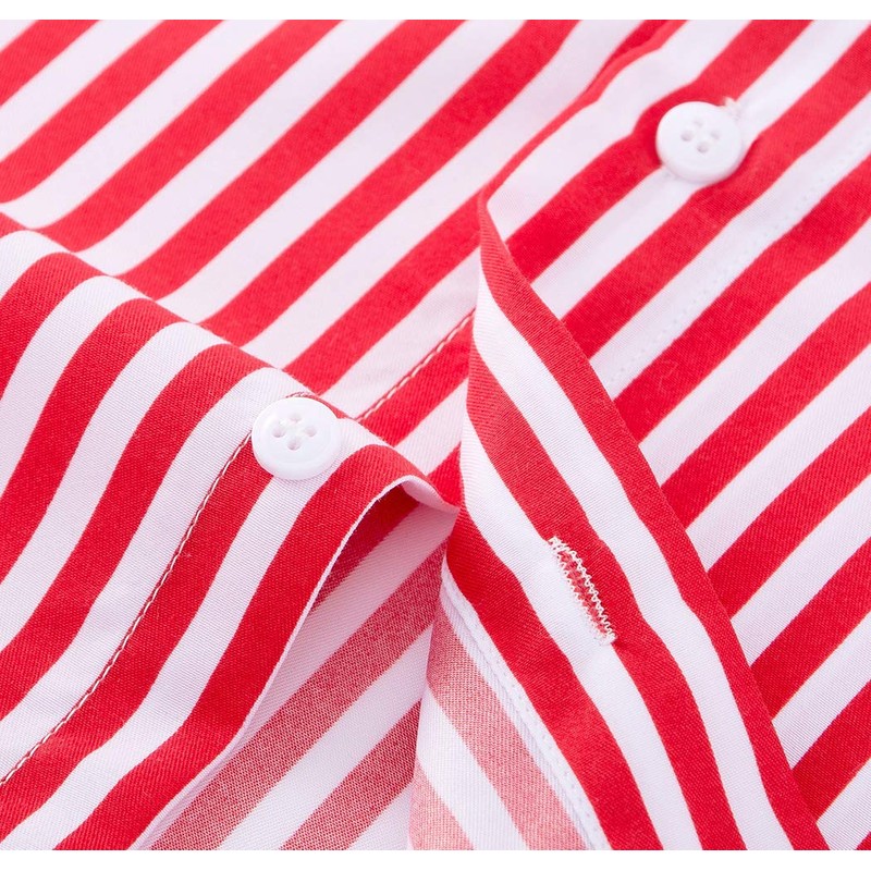ERZTIAY Men's Casual Business Vertical Striped Button Down Long Sleeve