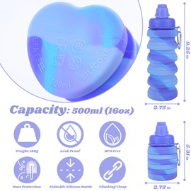 MAKERSLAND Collapsible Water Bottle for Adults, Boys, Students, Kids, Reusable Silicone Foldable Water Bottles for Travel Camping Hiking, Portable Sports Water Bottle, Purple & Blue