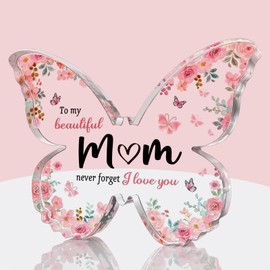 Gifts for Mom, Unique Mom Gifts from Daughter Son, Butterfly-Shaped Acrylic Plaque Keepsake, Ideas, Stocking Stuffers