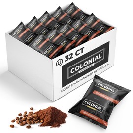 Colonial Coffee 32 Count Single Pot Coffee Packets – 100% Arabica Dark Roast | Pre-Measured Frac Packs for 12 Cup Maker | Bulk Ground Gourmet Coffee for Home & Office