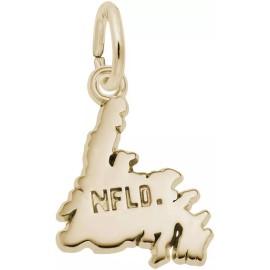 Rembrandt Gold-Plated Sterling Silver Newfoundland Map Charm by Rembrandt