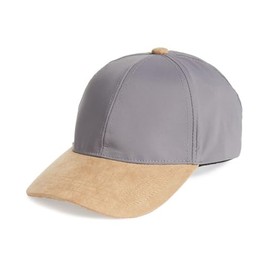 Alfani Mens Faux Suede Colorblock Ball Cap Gray O/S