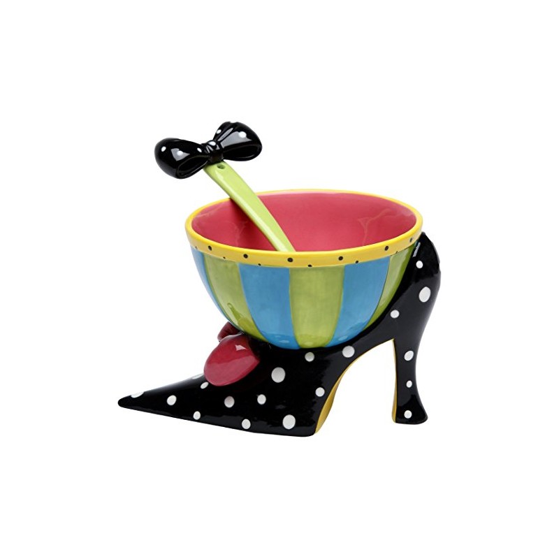 StealStreet SS-CG-62654, 6.38 Inch Black Polka Dot Heel Ice Cream