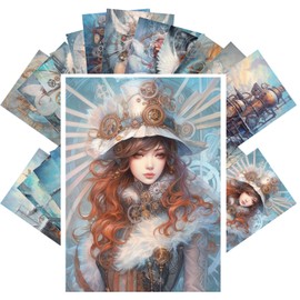 PIXILUV Vintage Postcards (24 pcs 4"x6" each) Cool Steampunk Machines and People Vintage Postcards Retro Greeting Card Book Illustration Reprint