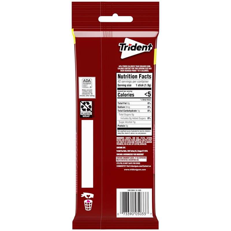 Trident Cinnamon Sugar Free Gum Pack of 3 14 Count