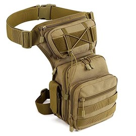 Hebetag Tactical Drop Leg Bag Outdoor Waist Fanny Pack for Men Women Travel Hiking Motorcycle Cycling Fishing Thigh Belt Bum Pouch Camping Casual Daypack Khaki