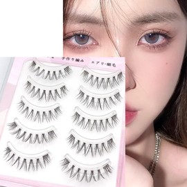 HAPVITAL False Eyelashes, 3D, 5 Pairs Natural Butt Eyelashes, Handmade, Reusable Eyelashes, Long Lasting, Ultra Lightweight, Natural, Waterproof, Everyday Use, Lifestyle Makeup, Actress Eyelashes,