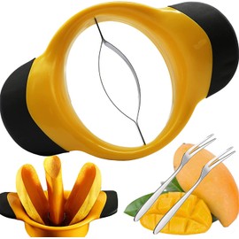 Sturdy Mango Slicer, Peeler and Pit Remover Tool, Mango Splitter, Fruit Slicer Cutter Pitter, Mango Divider with Ergonomic Rubber Grip Handle, Easy Remove Pit and Divide