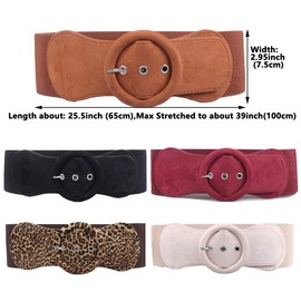 Worry-Free Women's Elastic Wide Plush Pin-buckle Waist Belts for Dress (Black)