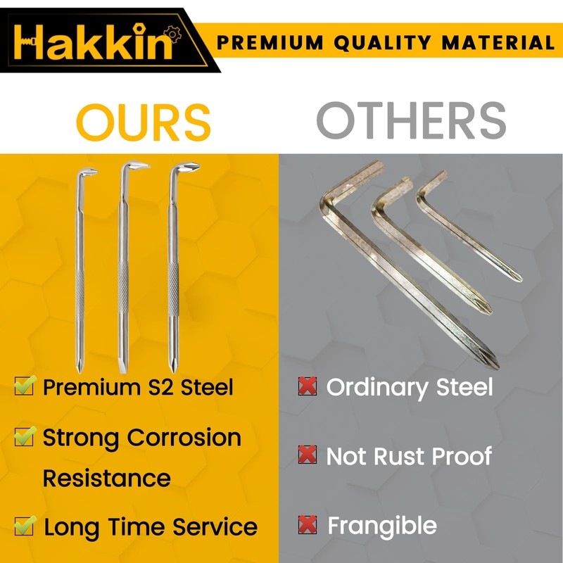 Hakkin 3PCS Offset Screwdriver Set S2 Steel L-Type Double Head