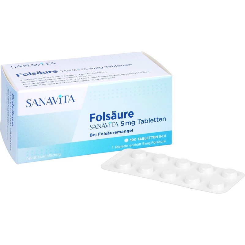FOLSÄURE Sanavita 5 mg Tablets Pack of 100