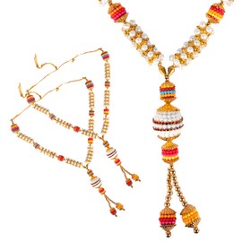 Aditri Creation Set of 2 Artificial Flowers Ribbon Garland Hair Mala for Idol-Mala for God, Diwali Pooja Sringar Articles Ornament (Size 12 inches)