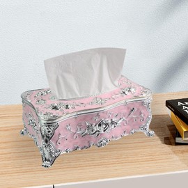 Geesatis Tissue Box Cover Tissue Box Holder Facial Tissue Paper Organizer Luxury Facial Napkin Holder for Home, 1 Pcs, Pink