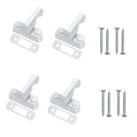 Window Locks,4 PCS Sash Blocker Jammer Patio Door Security Lock Window Lock White Zinc Cast Alloy with Fixing Screws Window Buckle for UPVC PVC Doors Windows Home Security