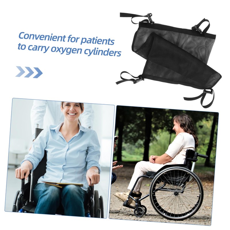 Healeved Oxygen Cylinder Holder Bag for Wheelchair Adjustable Straps Mesh
