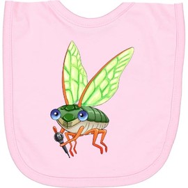 inktastic Cute Cicada with Microphone Newborn Bib Pink 3f158