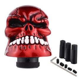 Padaodao Skull Shift Knob Big Teeth Gear Stick Shifter Car Grip Handle for Most Manual Automatic Vehicles, Red