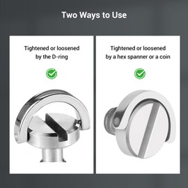 SMALLRIG Camera Mounting Screw with D Shaft D-ring 1/4"-20 Mounting Screw for Camera Tripod, Quick Release Plate (D-Ring Pack of 2) - 838