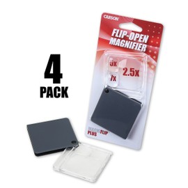 Carson Magniflip Plus Magniflip 2.5X/7X Flip-Open Magnifier with Built-in Protective Case (Set of 4)
