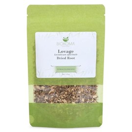 Biokoma Pure and Natural Lovage Dried Root 50g (1.76oz) in Resealable Moisture Proof Pouch - Herbal Tea, No Additives, No Preservatives, Kosher