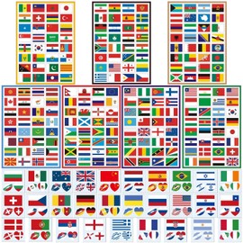 7 Pieces Flag Face Stickers, 29 Pieces Flag Tattoo Stickers, Scrapbook Stickers, World Flag Stickers, Travel Country Stickers