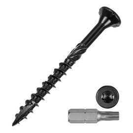 METALLIXITY Deck Screws (#8x2) 100Pcs, Carbon Steel Wood Screw Decking Screws with T25 Torx Drive Head - for Wood Fence, Table, Chairs, Black