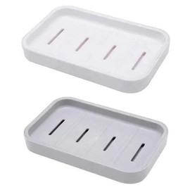 Senshuomy Soap Box,Soap Dish,Soap Dishes for Bathroom,Plastic Draining Soap Dishes,Plastic Draining Soap Dishes,Keep Soap Dry,for Shower Bathroom Kitchen Easy Cleaning (White+Grey)